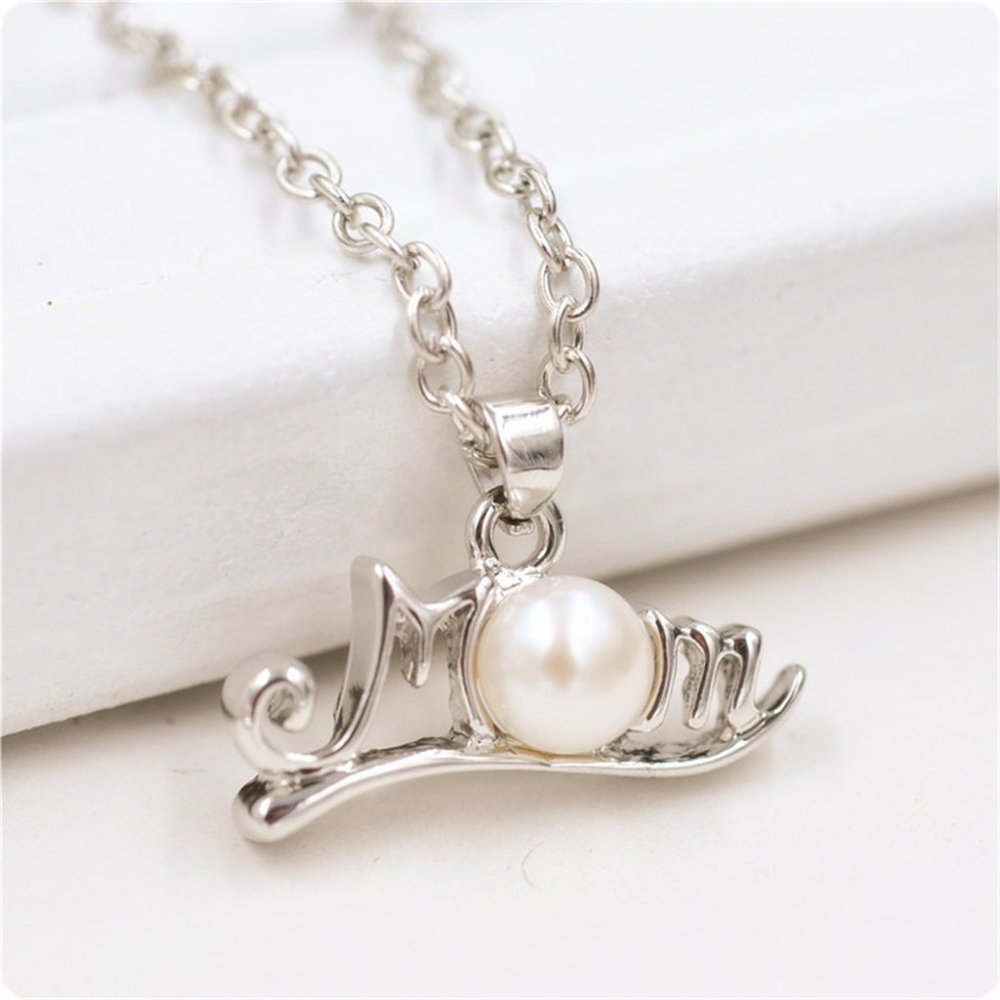 🔥 Beautiful Letter Dainty Pearl Charm Pearl Mom Necklace for Women, EVGG…